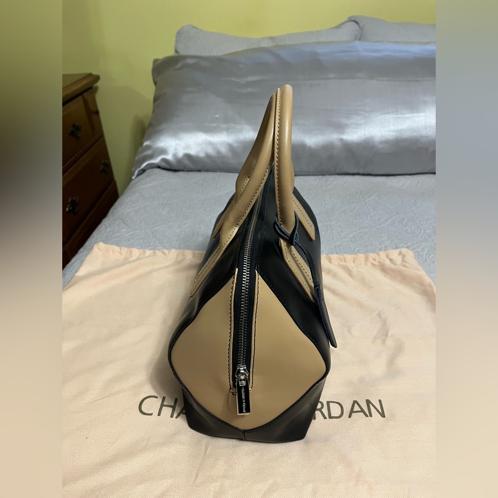 CHARLES JOURDAN PARIS NWT Black and Tan Leather Dome Satchel never carried - Picture 11 of 16